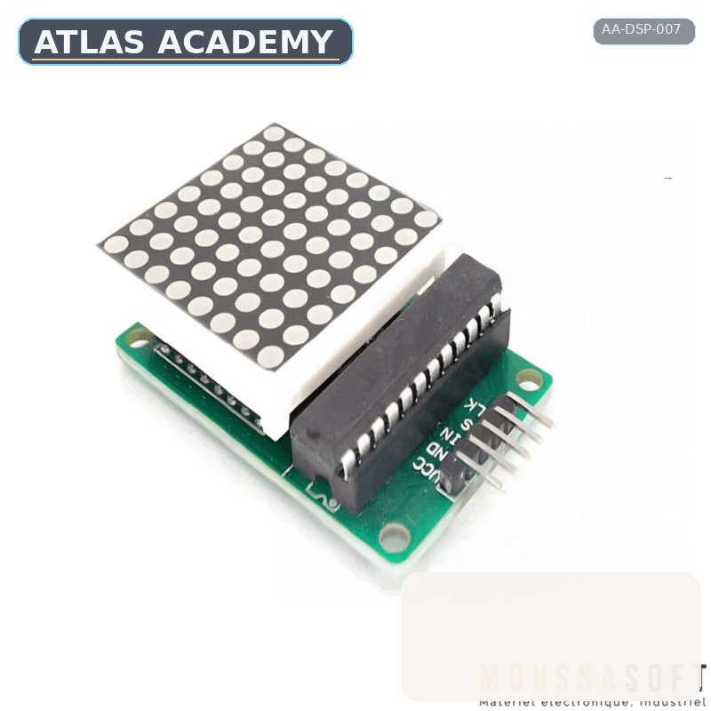 Brand-free studio visualization of MAX7219 8×8 LED Matrix Module