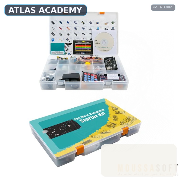Brand-free studio visualization of Ultimate Arduino Starter Kit