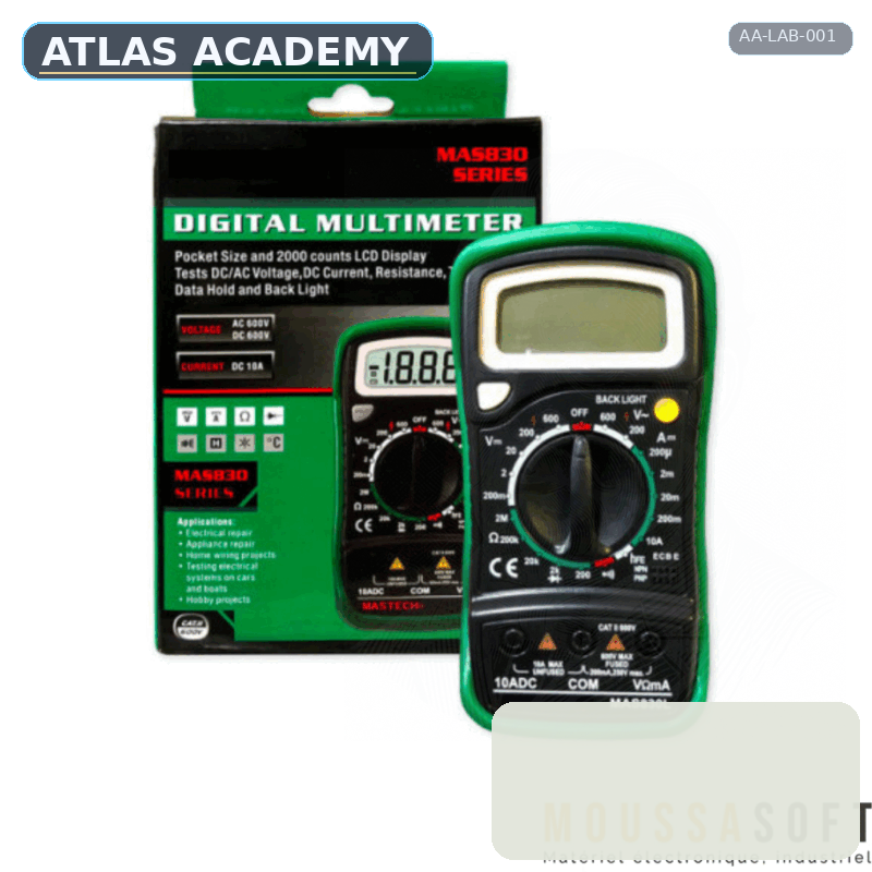 Brand-free studio visualization of MAS 830 Digital Multimeter