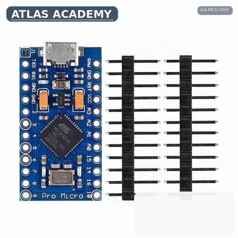 Brand-free studio visualization of Arduino Pro Micro ATmega32U4