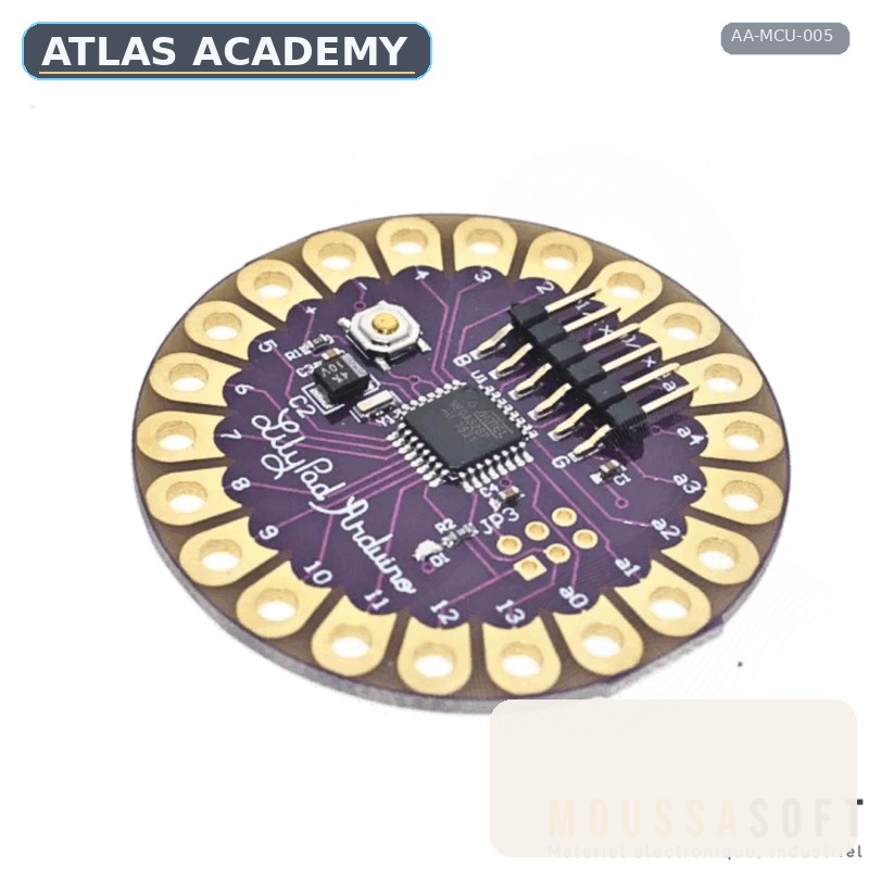 Brand-free studio visualization of Arduino LilyPad ATmega328