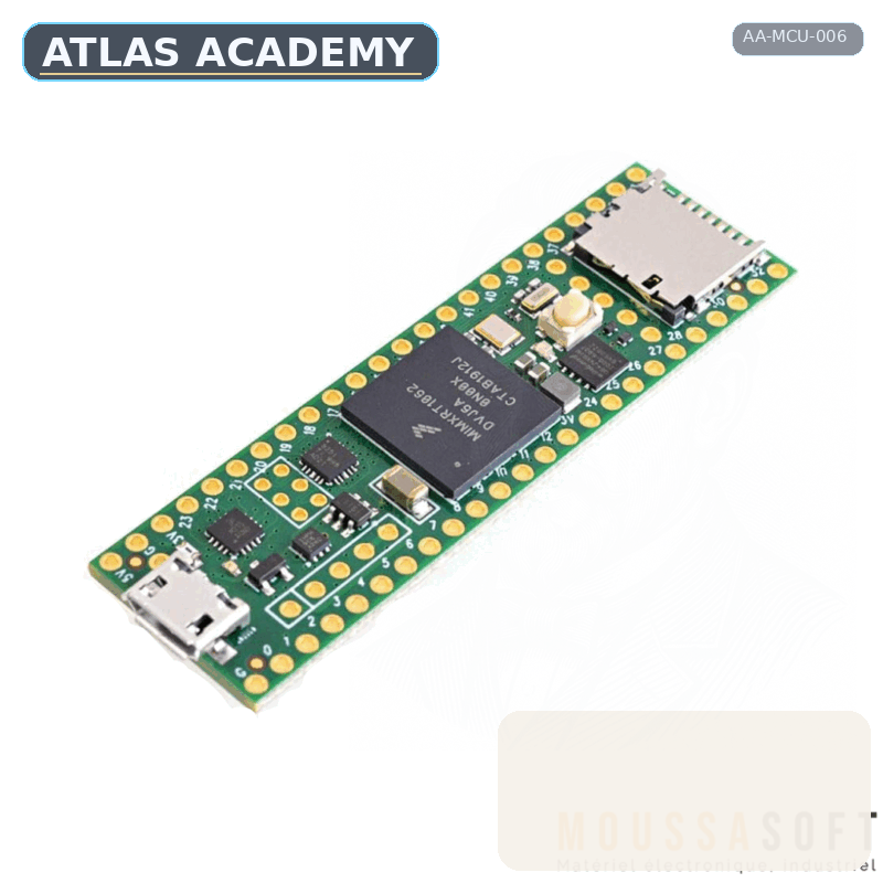 Brand-free studio visualization of Teensy 4.1 Cortex-M7 600 MHz