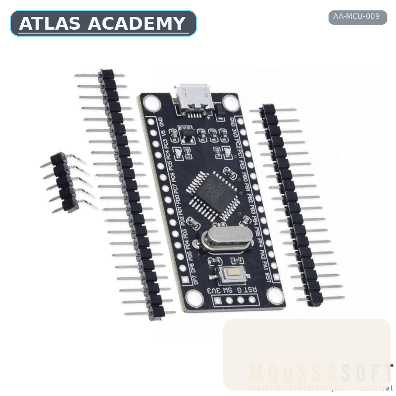 Brand-free studio visualization of STM8S105K4T6 Development Board