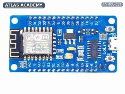 Brand-free studio visualization of NodeMCU ESP8266 ESP-12F