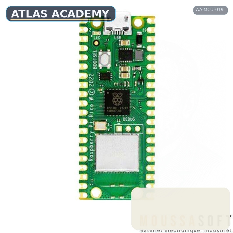 Brand-free studio visualization of Raspberry Pi Pico W