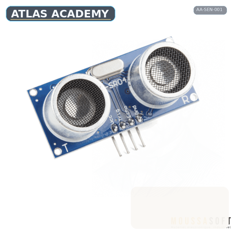 Brand-free studio visualization of HC-SR04 Ultrasonic Distance Sensor