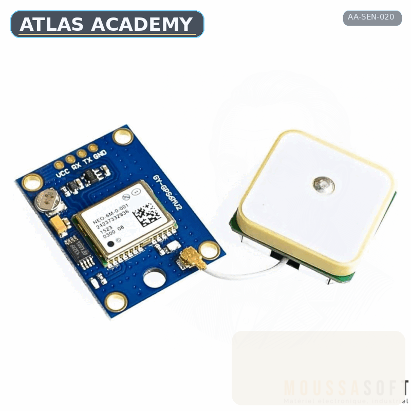 Brand-free studio visualization of NEO-6M GPS Module