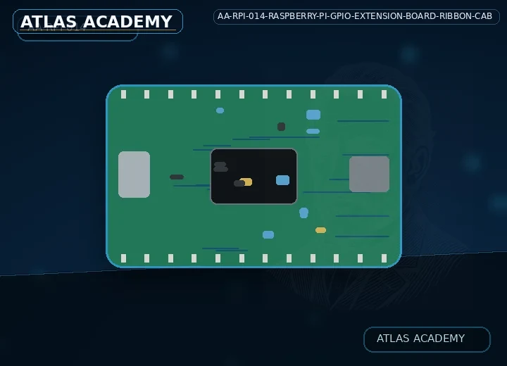 Brand-free studio visualization of Raspberry Pi GPIO Extension Board + Ribbon Cable